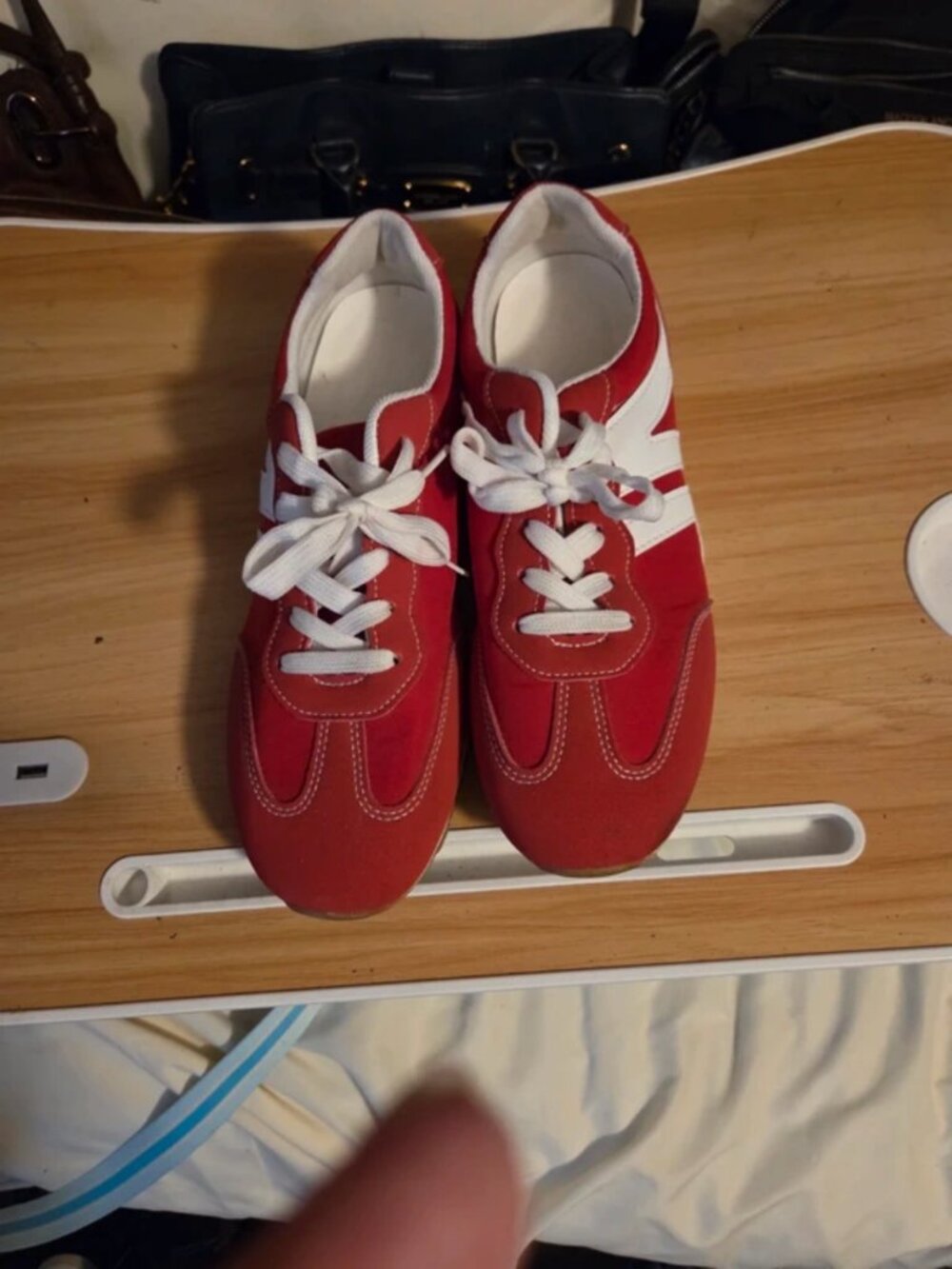 Red sneakers